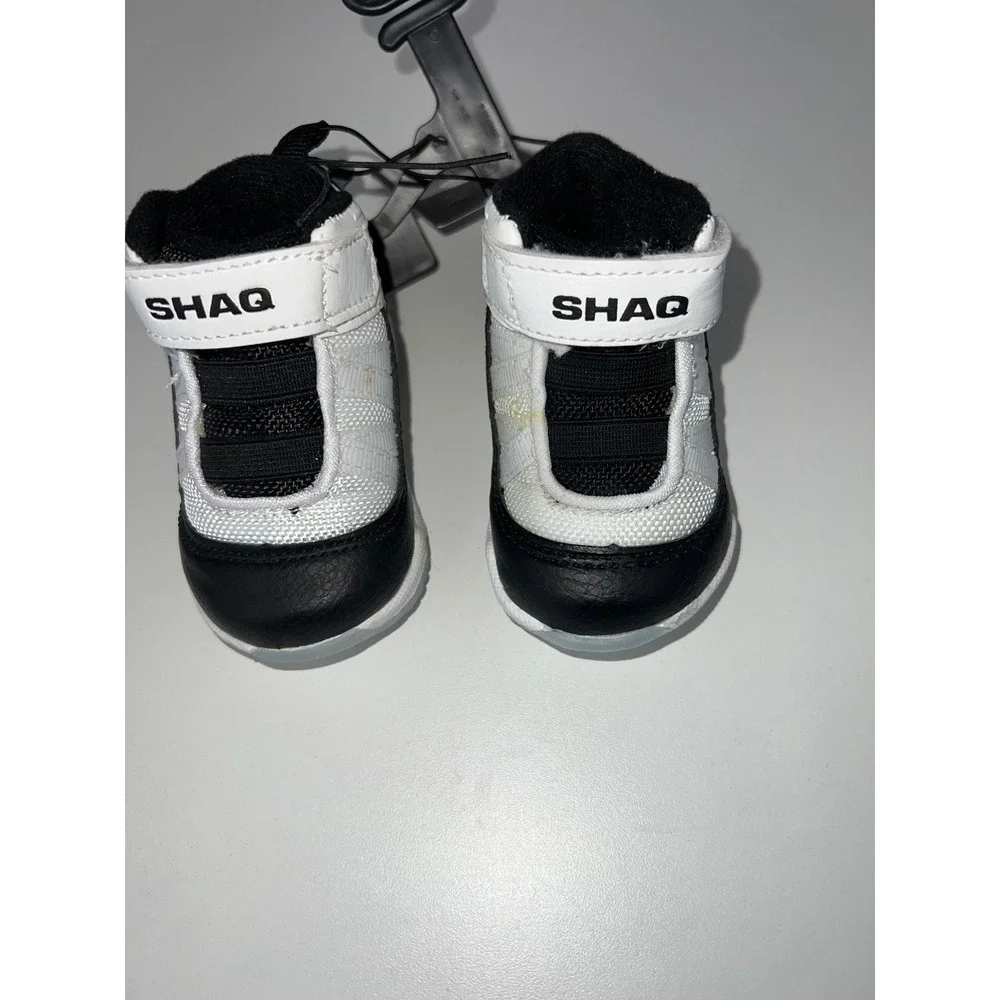 Shaq Infant Boys High Top Athletic Basketball Sneakers‎ White Black Size 2 NEW